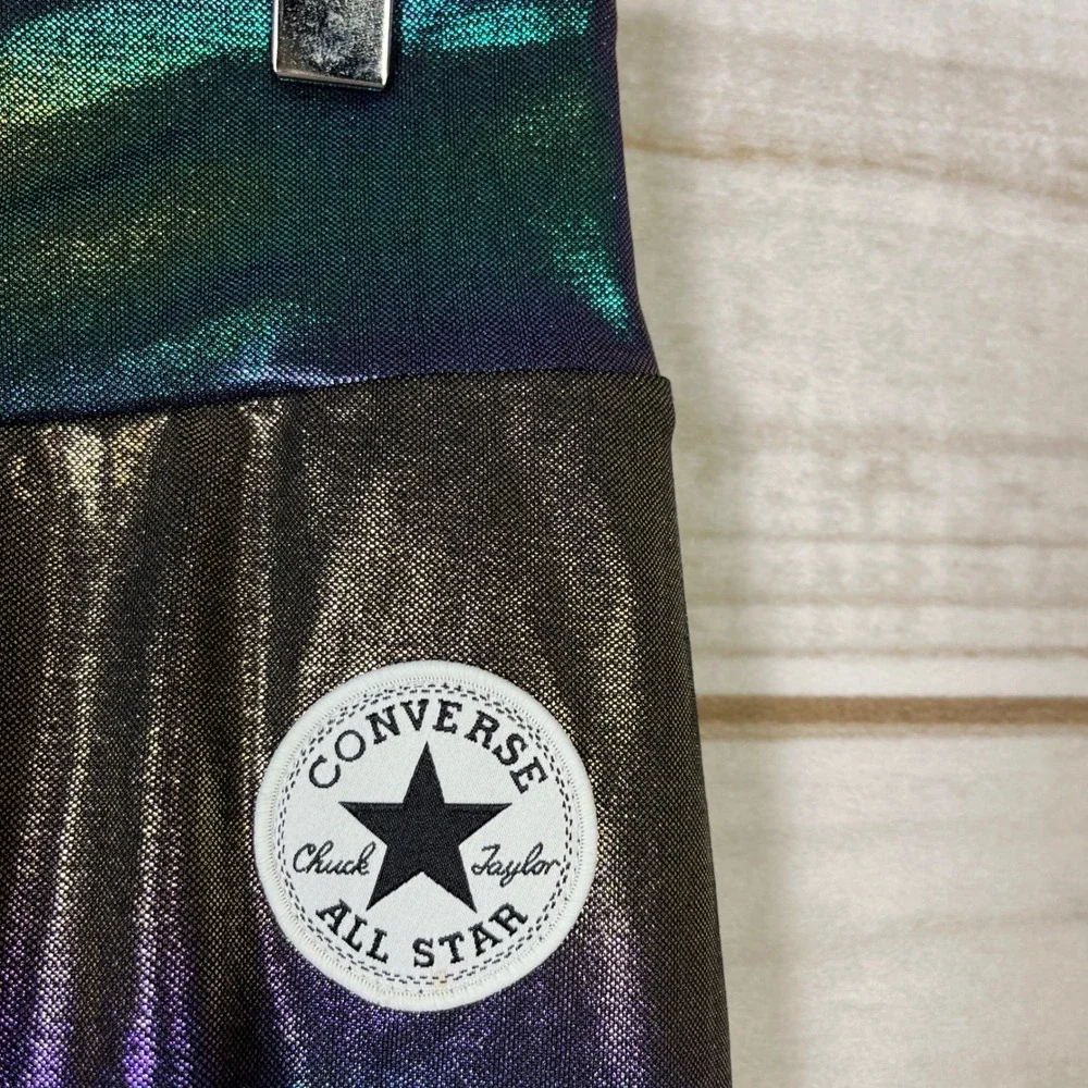 Converse All Star Kids XL Iridescent Metallic‎ Bike Shorts Green Purple Girls
